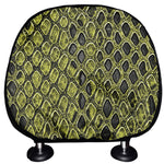 Lime Green And Black Snakeskin Print Car Headrest Covers