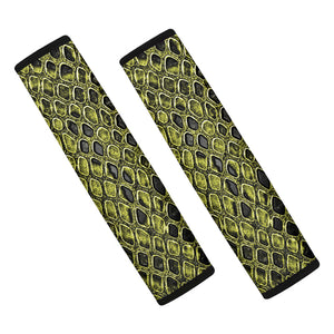 Lime Green And Black Snakeskin Print Car Seat Belt Covers