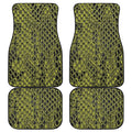 Lime Green And Black Snakeskin Print Front and Back Car Floor Mats