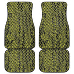 Lime Green And Black Snakeskin Print Front and Back Car Floor Mats