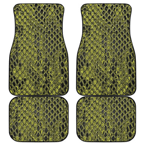 Lime Green And Black Snakeskin Print Front and Back Car Floor Mats