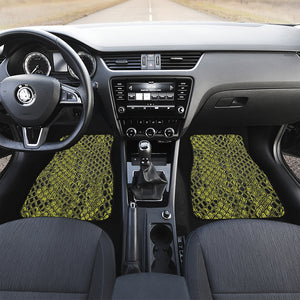 Lime Green And Black Snakeskin Print Front and Back Car Floor Mats