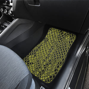 Lime Green And Black Snakeskin Print Front and Back Car Floor Mats