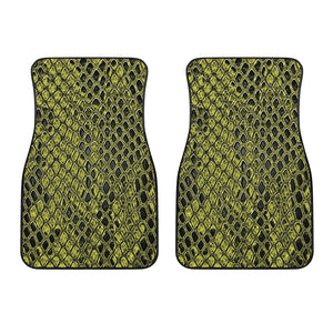 Lime Green And Black Snakeskin Print Front Car Floor Mats