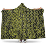 Lime Green And Black Snakeskin Print Hooded Blanket