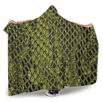 Lime Green And Black Snakeskin Print Hooded Blanket