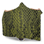 Lime Green And Black Snakeskin Print Hooded Blanket