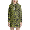 Lime Green And Black Snakeskin Print Hoodie Dress