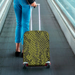 Lime Green And Black Snakeskin Print Luggage Cover