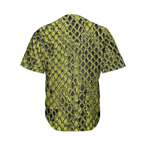 Lime Green And Black Snakeskin Print Men's Baseball Jersey