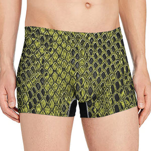 Lime Green And Black Snakeskin Print Men's Boxer Briefs