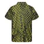 Lime Green And Black Snakeskin Print Men's Short Sleeve Shirt