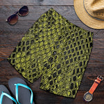 Lime Green And Black Snakeskin Print Men's Shorts