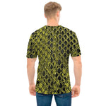 Lime Green And Black Snakeskin Print Men's T-Shirt