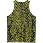 Lime Green And Black Snakeskin Print Men's Tank Top