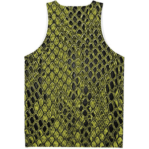 Lime Green And Black Snakeskin Print Men's Tank Top