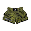 Lime Green And Black Snakeskin Print Muay Thai Boxing Shorts