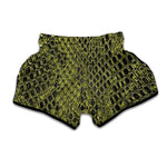Lime Green And Black Snakeskin Print Muay Thai Boxing Shorts