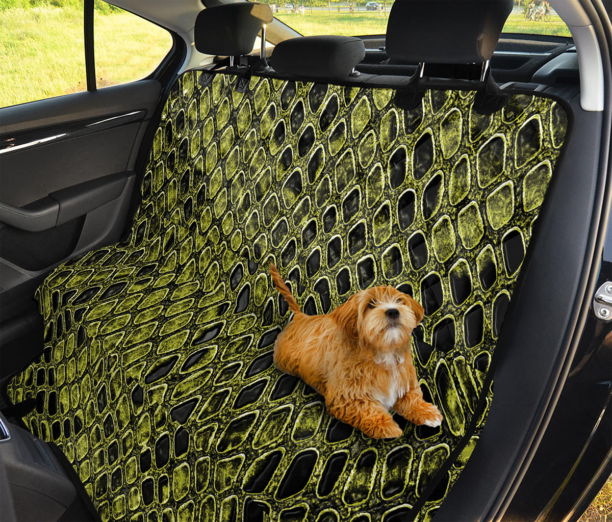 Lime Green And Black Snakeskin Print Pet Car Back Seat Cover