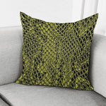 Lime Green And Black Snakeskin Print Pillow Cover
