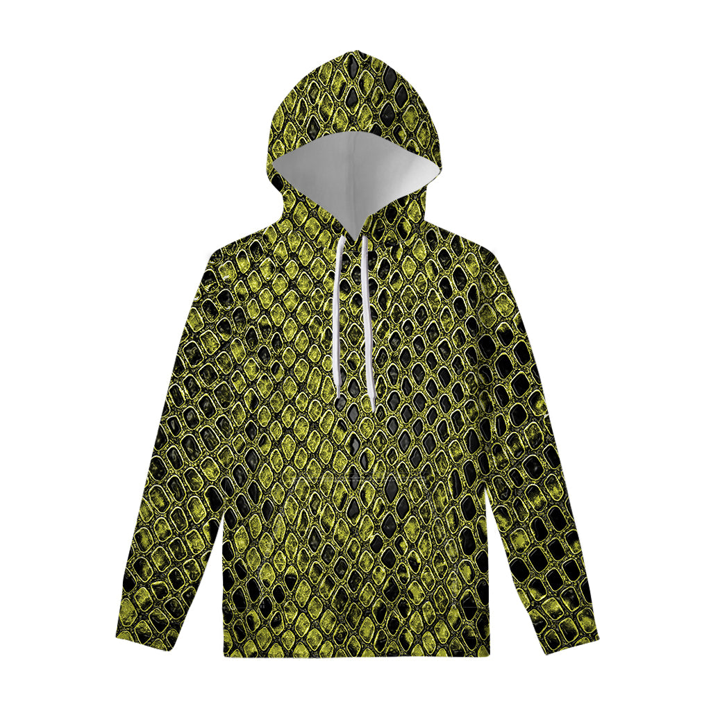 Lime Green And Black Snakeskin Print Pullover Hoodie