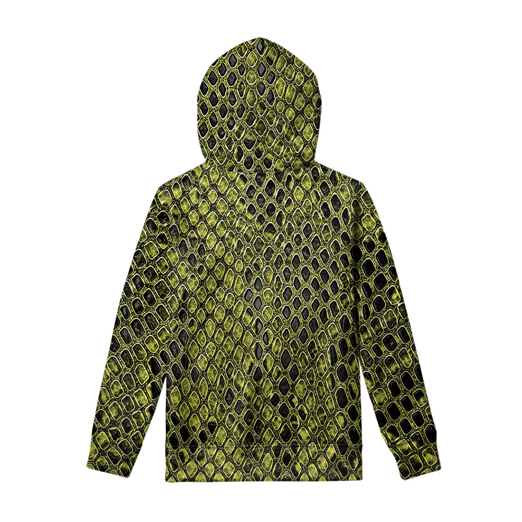 Lime Green And Black Snakeskin Print Pullover Hoodie