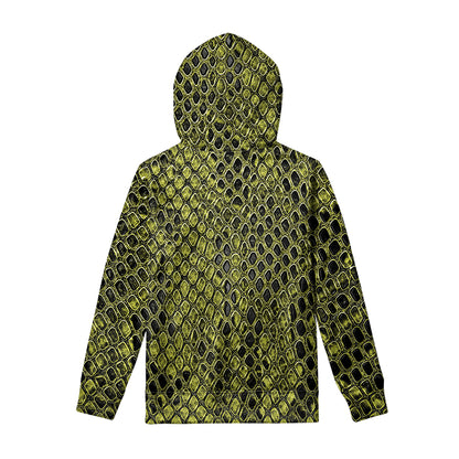 Lime Green And Black Snakeskin Print Pullover Hoodie