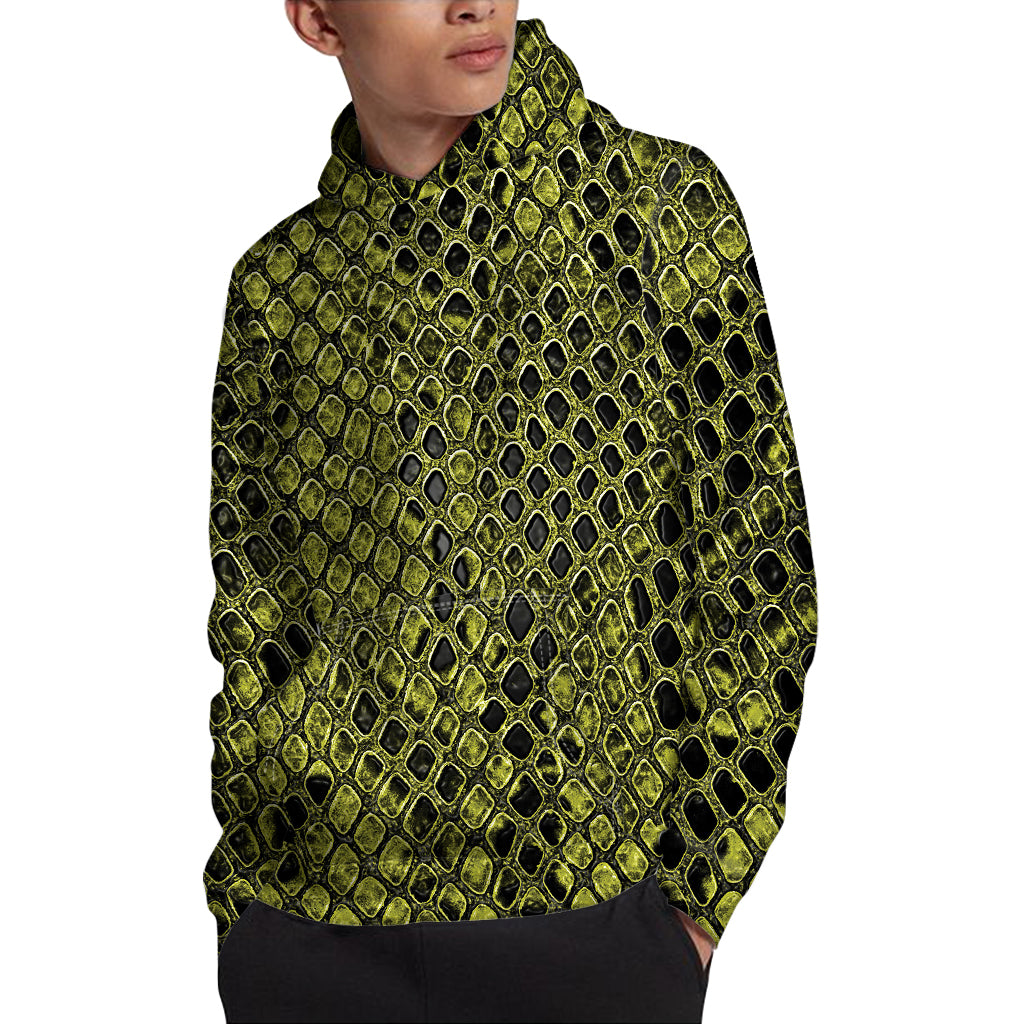 Lime Green And Black Snakeskin Print Pullover Hoodie