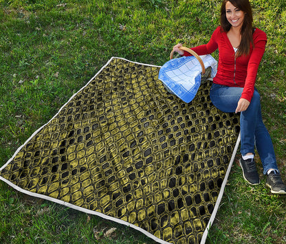 Lime Green And Black Snakeskin Print Quilt