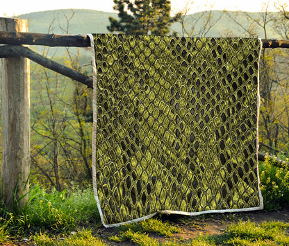 Lime Green And Black Snakeskin Print Quilt