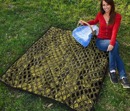 Lime Green And Black Snakeskin Print Quilt
