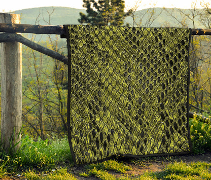 Lime Green And Black Snakeskin Print Quilt