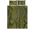 Lime Green And Black Snakeskin Print Quilt Bed Set