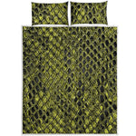 Lime Green And Black Snakeskin Print Quilt Bed Set