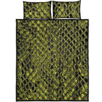 Lime Green And Black Snakeskin Print Quilt Bed Set