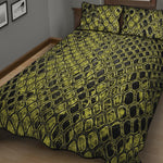 Lime Green And Black Snakeskin Print Quilt Bed Set
