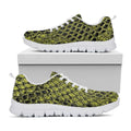 Lime Green And Black Snakeskin Print White Running Shoes