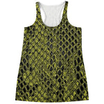 Lime Green And Black Snakeskin Print Women's Racerback Tank Top