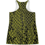 Lime Green And Black Snakeskin Print Women's Racerback Tank Top