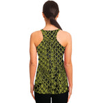 Lime Green And Black Snakeskin Print Women's Racerback Tank Top
