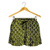 Lime Green And Black Snakeskin Print Women's Shorts