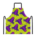 Lime Green And Purple Cow Pattern Print Apron