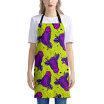 Lime Green And Purple Cow Pattern Print Apron