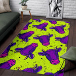 Lime Green And Purple Cow Pattern Print Area Rug GearFrost