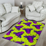 Lime Green And Purple Cow Pattern Print Area Rug GearFrost