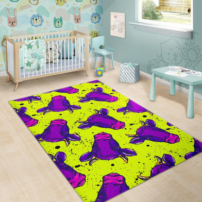 Lime Green And Purple Cow Pattern Print Area Rug GearFrost