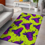 Lime Green And Purple Cow Pattern Print Area Rug GearFrost