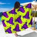 Lime Green And Purple Cow Pattern Print Beach Sarong Wrap