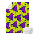 Lime Green And Purple Cow Pattern Print Blanket