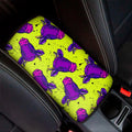 Lime Green And Purple Cow Pattern Print Car Center Console Cover